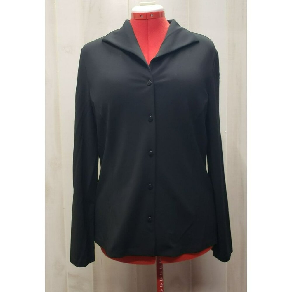 Talbots Black Button-Up Blouse Tailored style, Size L, Long Sleeve, Wrinkle free